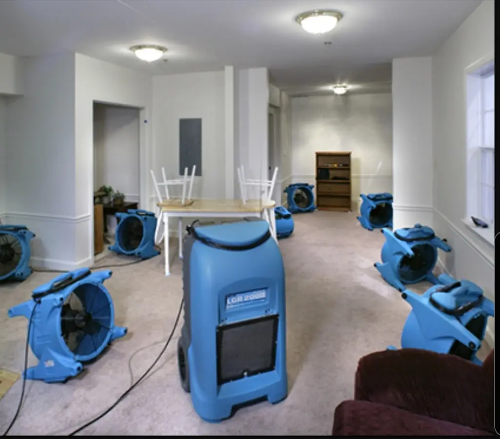 Air movers and dehumidifier setup for Water Extraction & Removal in Lemont